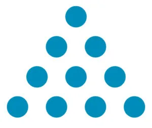 pyramid of blue dots symbolising the start